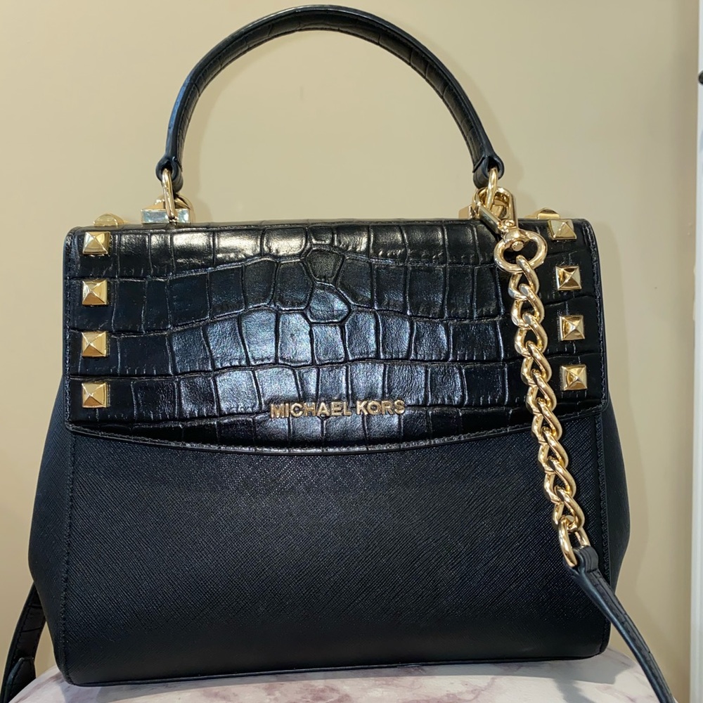 Michael Kors Black and Gold Satchel